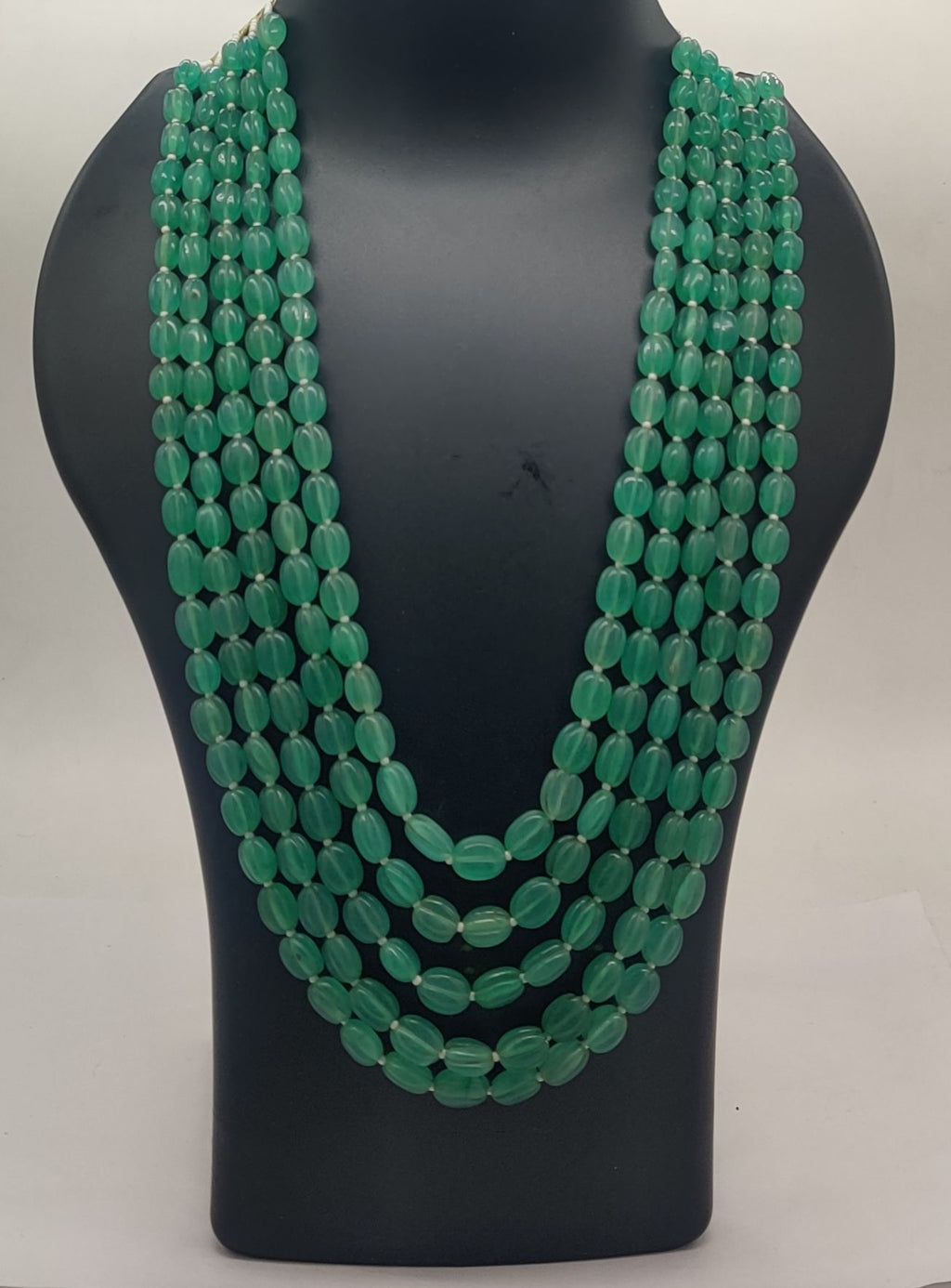 Emerald Veil � Cascading Green Bead Necklace