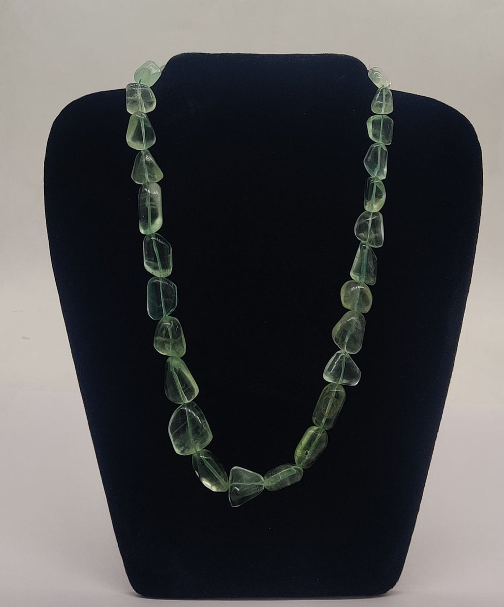 Forest Charm � Raw Tumbled Green Gem Necklace