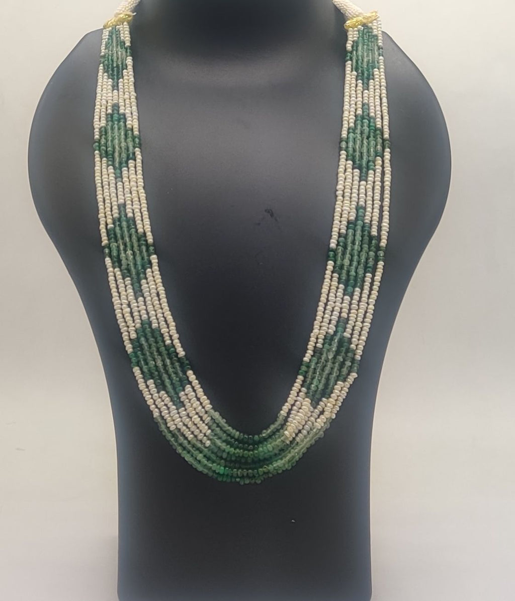 Verdant Geometric Elegance Beaded Necklace