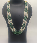 Verdant Geometric Elegance Beaded Necklace