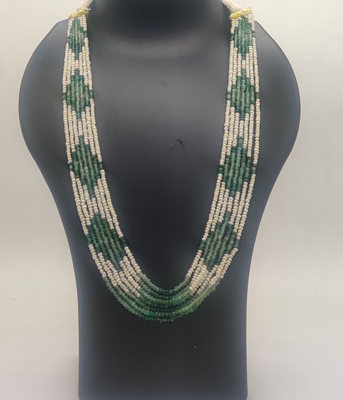 Verdant Geometric Elegance Beaded Necklace
