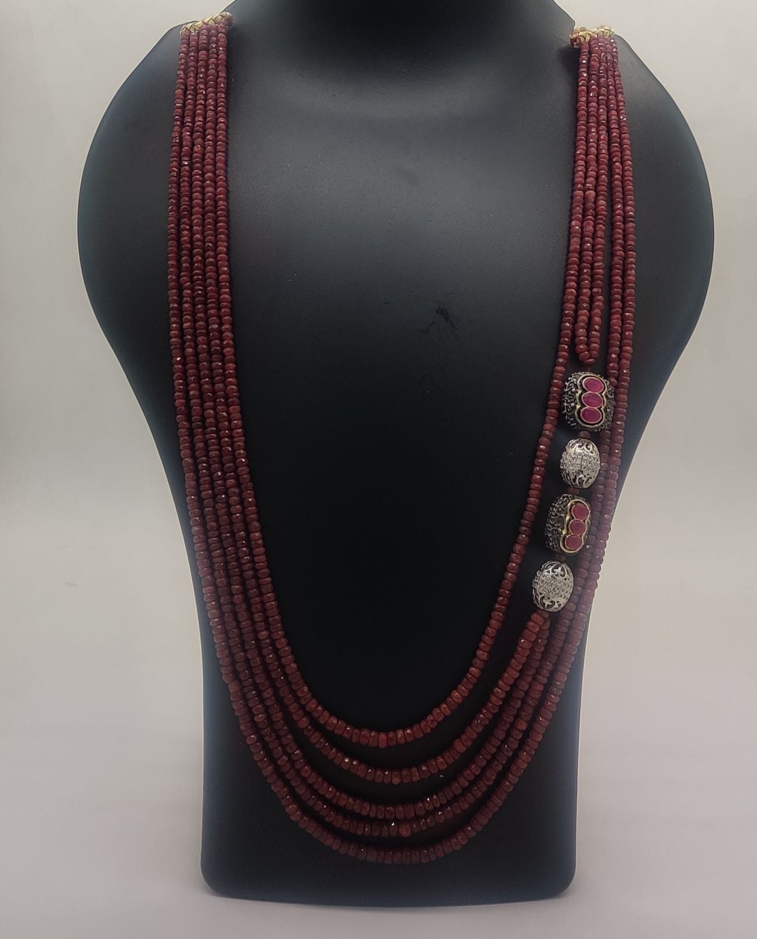 Royal Ruby Cascade with Ornate Embellishments