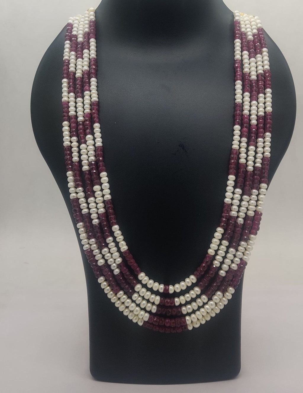 Ruby Pearl Cascade Necklace
