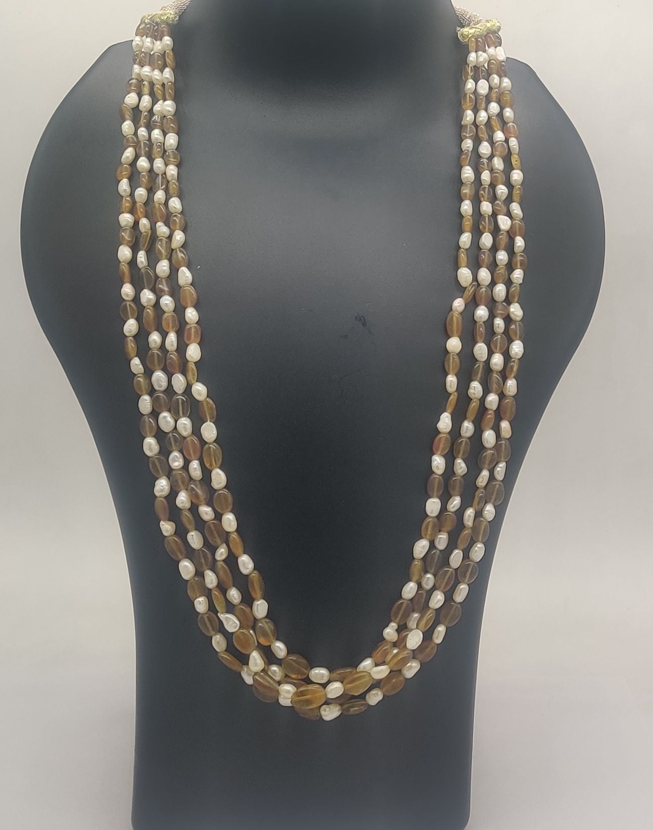 Smoky Elegance Pearl Layered Necklace