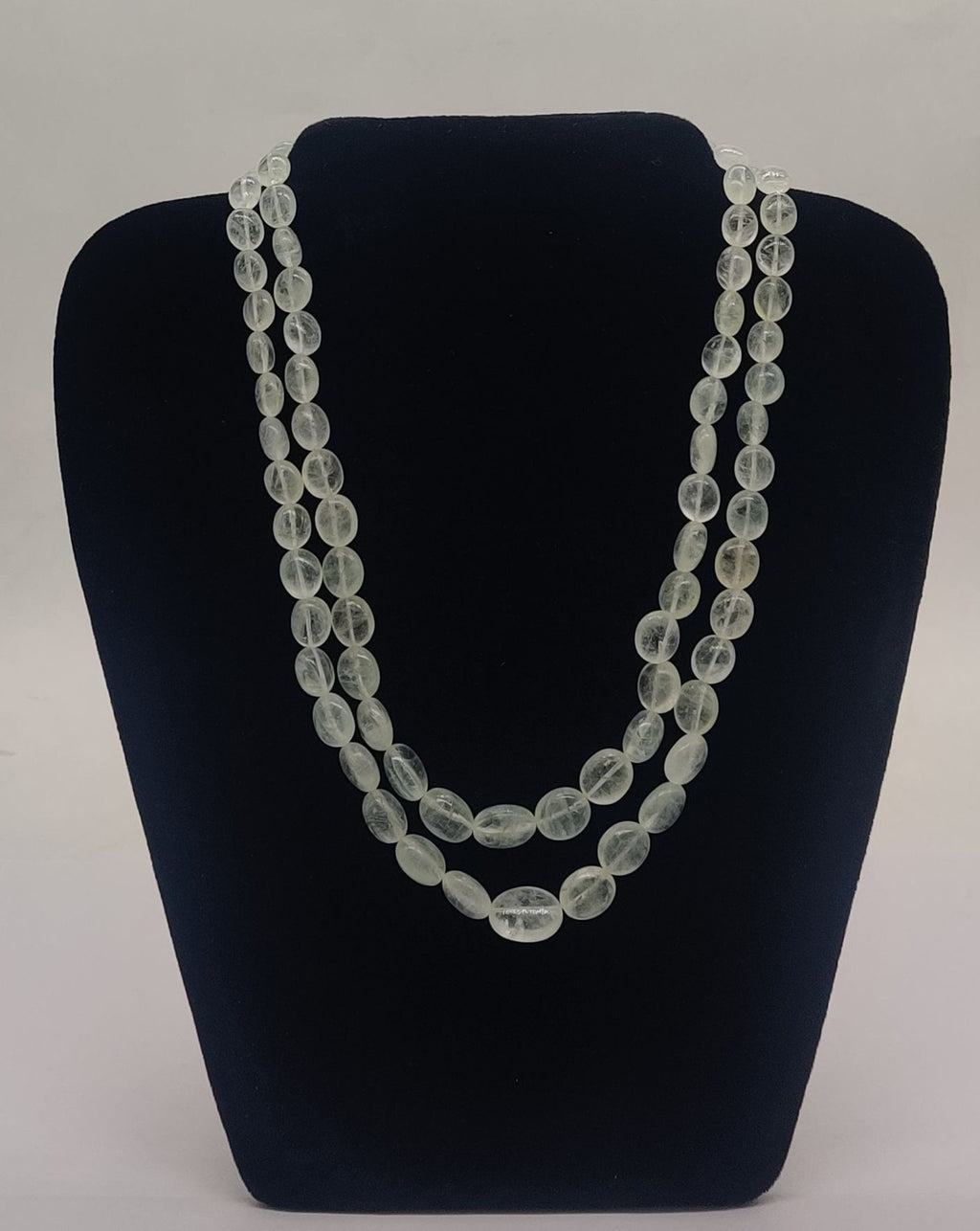 Moonlit Dew Double-Strand Oval Bead Necklace