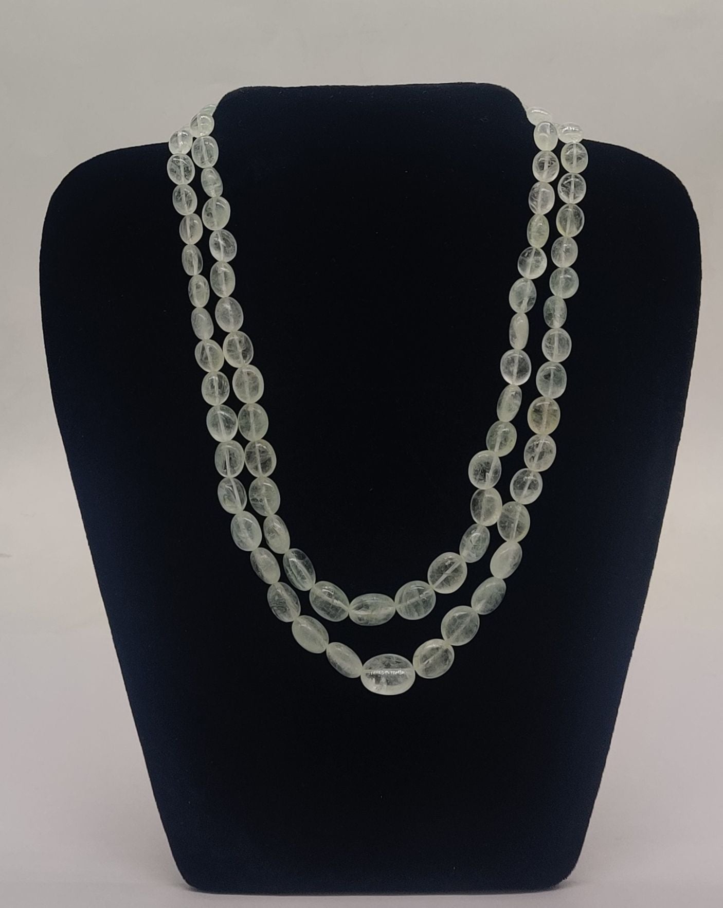 Moonlit Dew Double-Strand Oval Bead Necklace