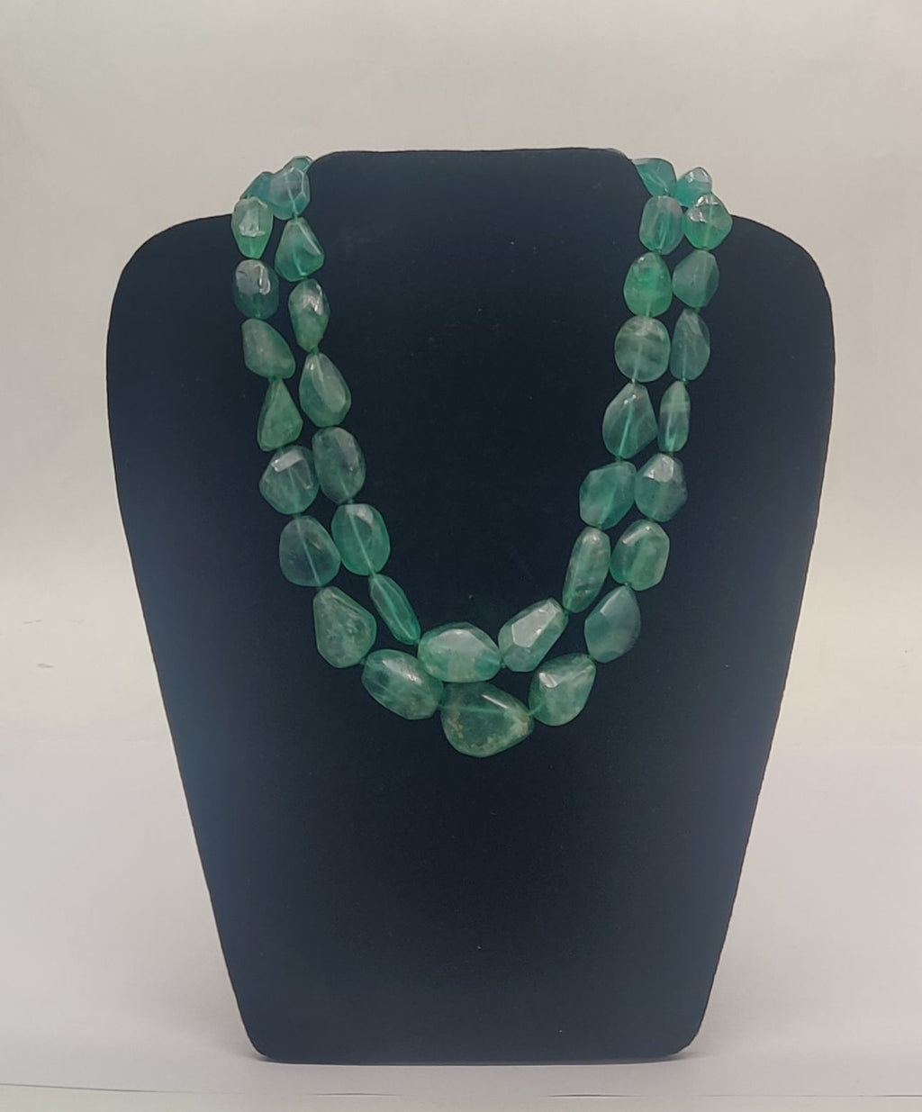 Verdant Glow Dual-Strand Gemstone Necklace