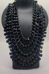 Noir Droplets Layered Bead Necklace