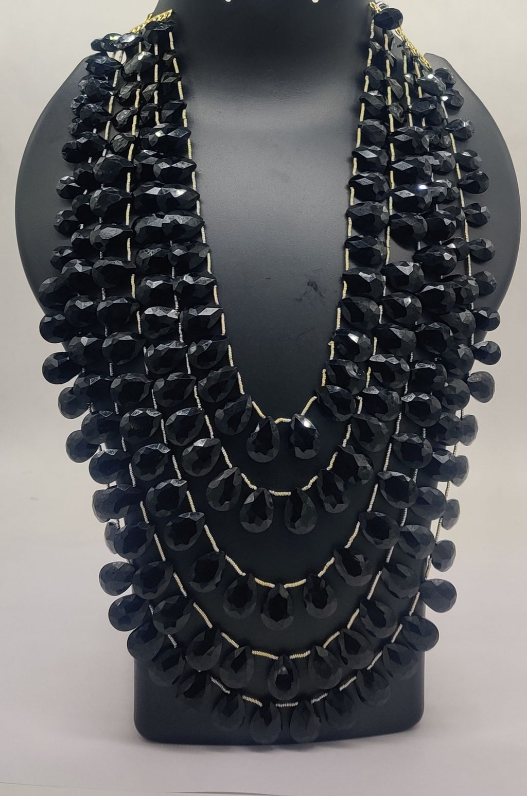 Noir Droplets Layered Bead Necklace