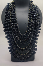 Noir Droplets Layered Bead Necklace