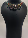 Rangmahal Regal Mosaic 925 oxidized silver necklace with multicolor gemstones and textured metal detailing