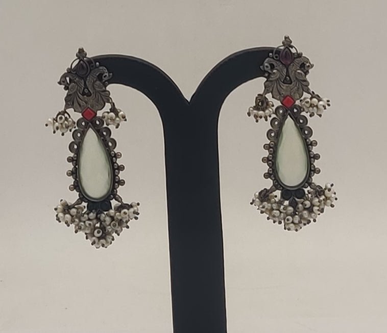 Mirrored Mayura Drop Earrings