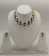 Handwoven pearl Necklace With Blue stones