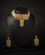 Regal Radiance genuine freshwater pearl necklace and earrings set for women with gold pendant