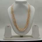 four-line twisted freshwater natural pink rice pearl necklace and earrings set for women