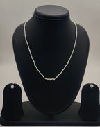 single-strand freshwater rice pearl necklace and stud earrings set for women in natural off white oval pearls