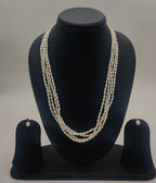genuine freshwater pearl necklace and earrings set for women crafted with freshwater pearls in four-strand layered design