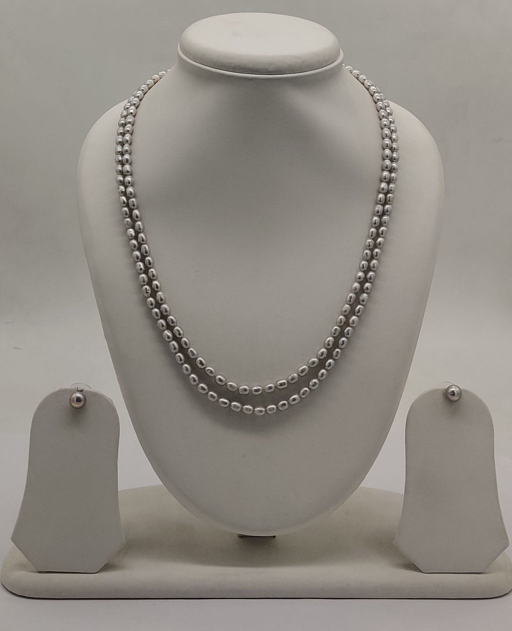 genuine freshwater pearl necklace and earrings set for women crafted with freshwater pearls in double-strand classic design