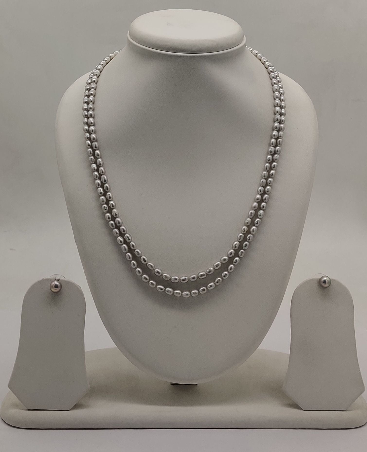 genuine freshwater pearl necklace and earrings set for women crafted with freshwater pearls in double-strand classic design