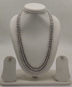 genuine freshwater pearl necklace and earrings set for women crafted with freshwater pearls in triple-strand layered design