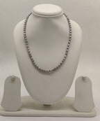 genuine freshwater pearl necklace and earrings set for women crafted with freshwater pearls in single-strand grey design