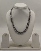 genuine freshwater pearl necklace and earrings set for women crafted with freshwater pearls in double-strand grey design