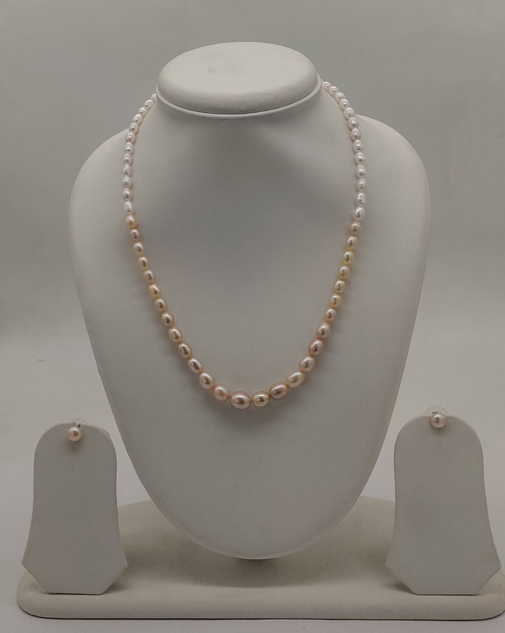Fresh Water Natural Shaded Peach 1 Line Oval Pearl Set