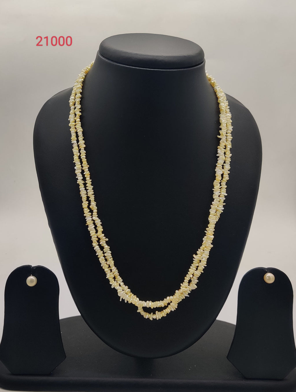 two strand baroque freshwater pearl necklace and earrings set off white cream pearls