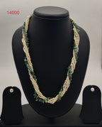 multi strand freshwater pearl necklace and earrings set