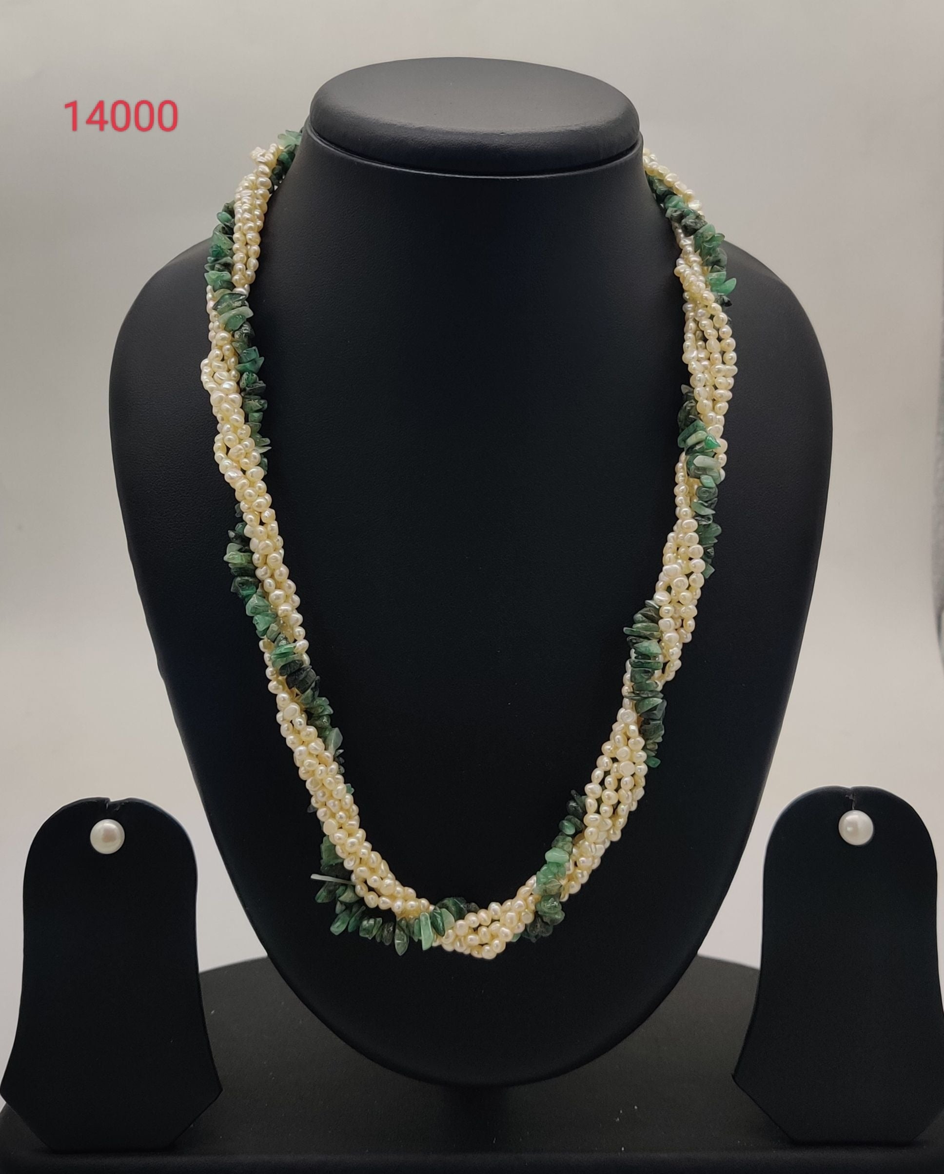 multi strand freshwater pearl necklace and earrings set