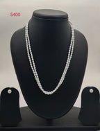 Two strand freshwater pearl necklace and earrings set Morning Dew grey rice pearls