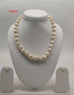 single-strand white freshwater pearl necklace and earrings set