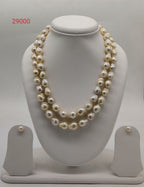 double-strand peach baroque freshwater pearl necklace and earrings set