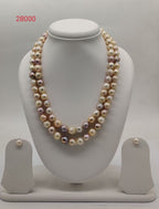 Two strand multicolored baroque freshwater pearl necklace and earrings set