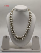 two strand off-white freshwater pearl necklace and earrings set