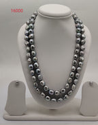 two strand grey baroque freshwater pearl necklace and earrings set