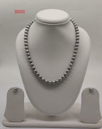 Single strand round grey freshwater pearl necklace and earrings set