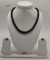 single strand black oval freshwater pearl necklace and earrings set