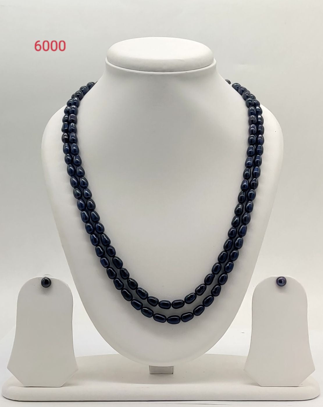 double strand black freshwater pearl necklace and earrings set charcoal rhythm oval pearls
