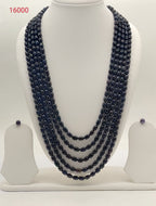 five strand black freshwater pearl necklace and earrings set ebony cascade oval pearls