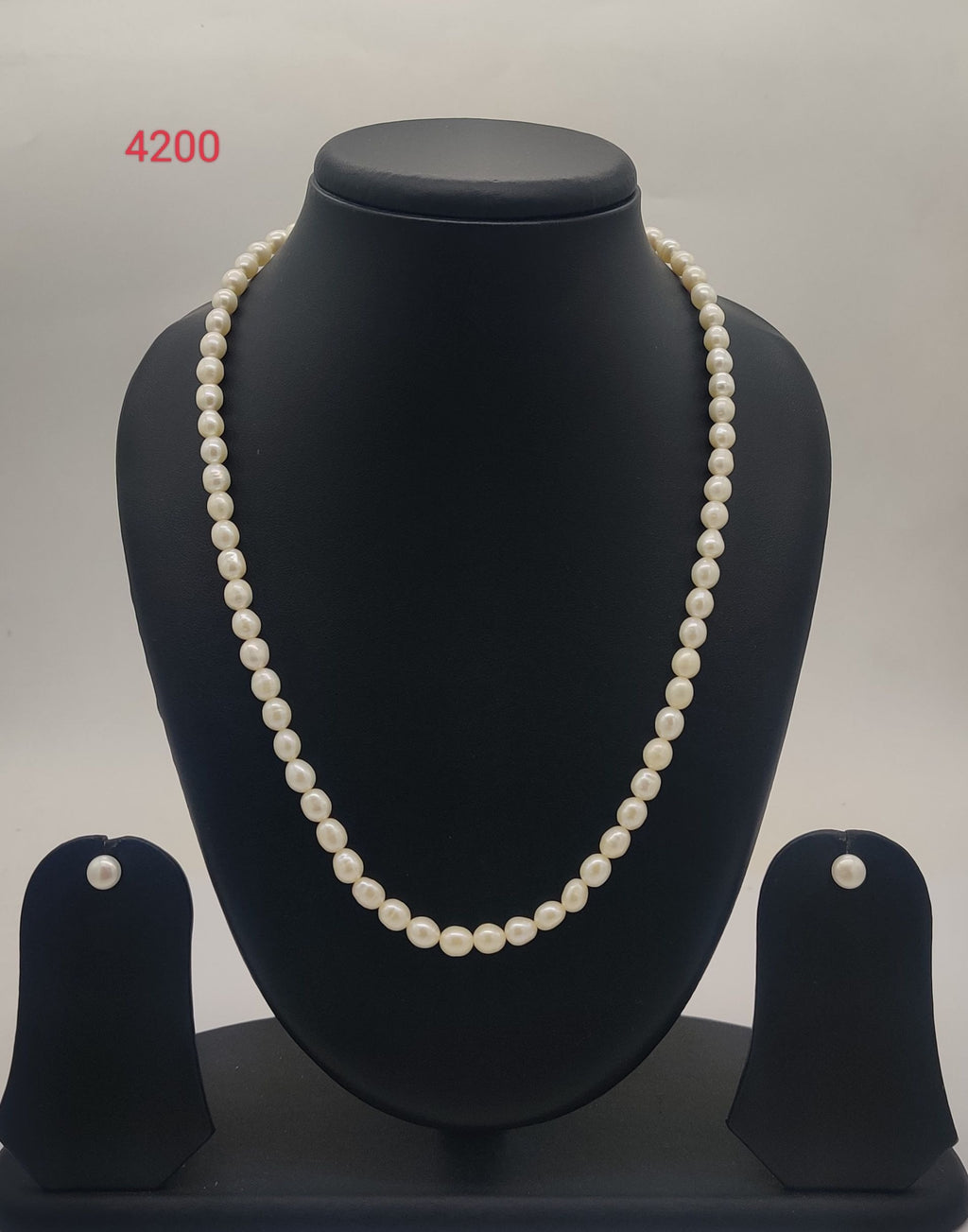 Single-Strand Freshwater Pearl Necklace & Earrings Set for Women