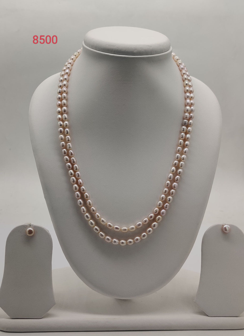 Double-Strand Elongated Freshwater Pearl Necklace Set