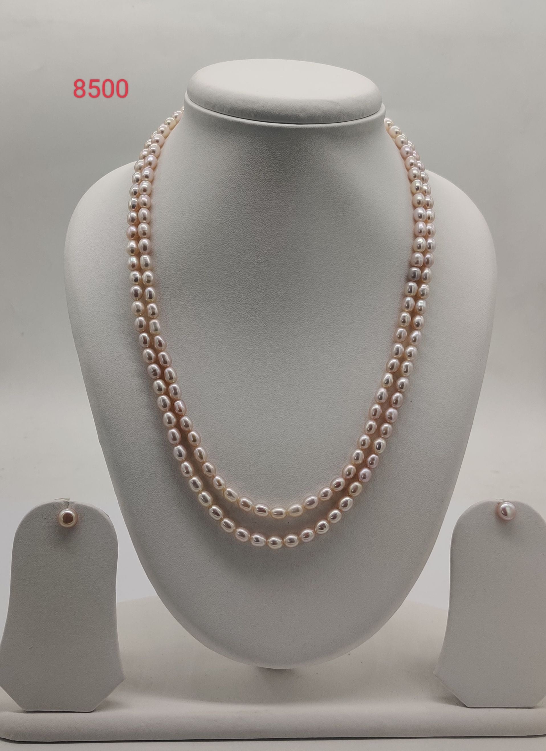 Double-Strand Elongated Freshwater Pearl Necklace Set