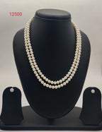 Two-Strand White Freshwater Pearl Necklace Earring Set