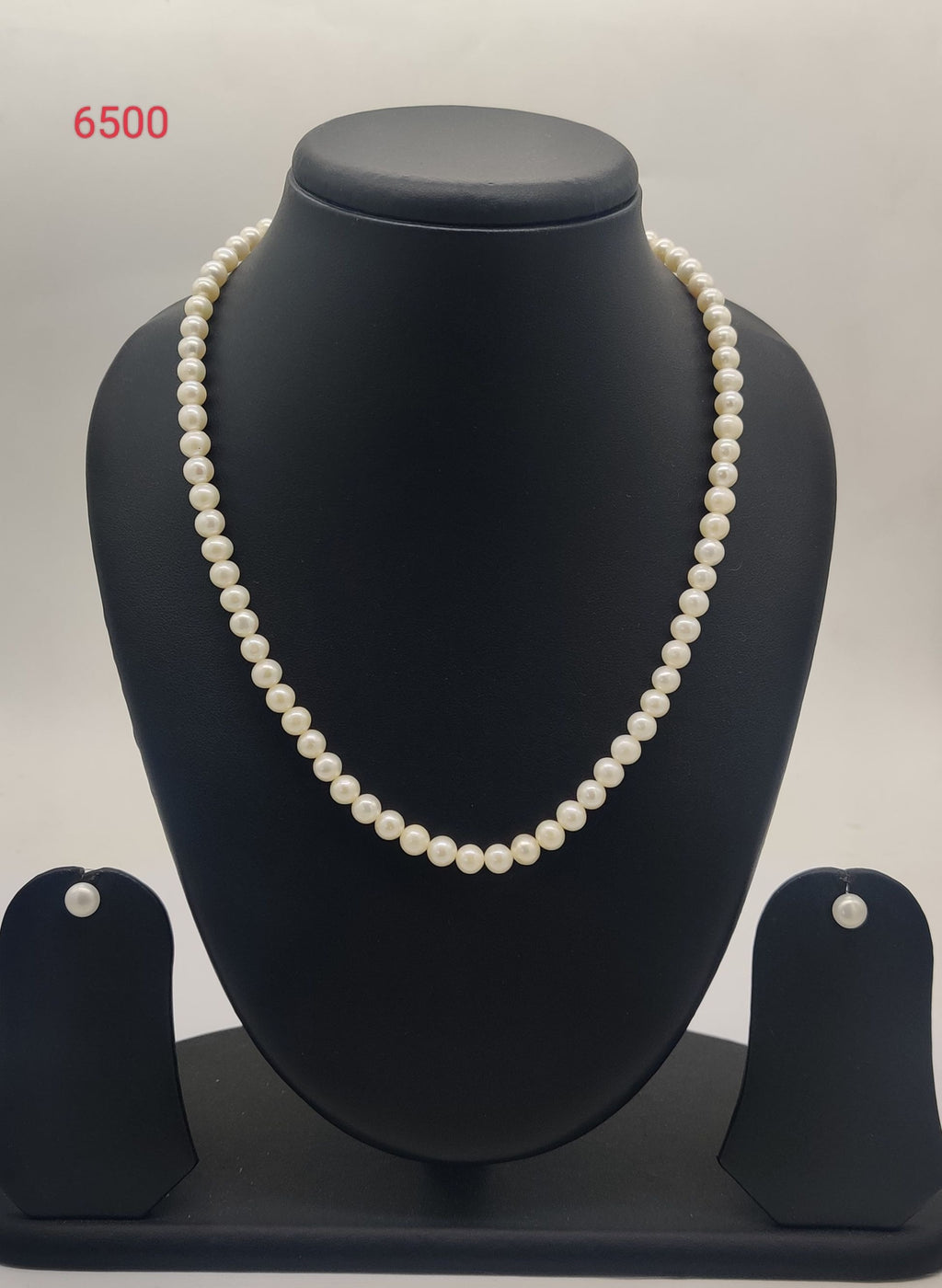 Single-Strand White Freshwater Pearl Necklace, Earring Set