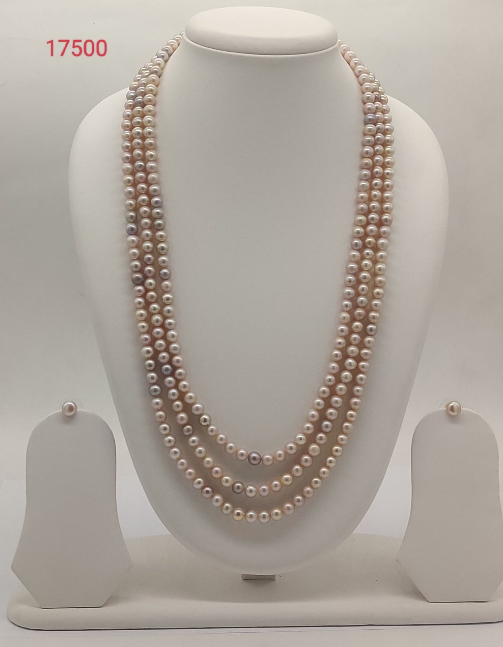 Triple-Strand Light Blush Freshwater Pearl Necklace Set