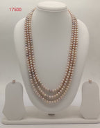 Triple-Strand Light Blush Freshwater Pearl Necklace Set