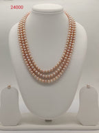 Triple-Strand Blush Freshwater Pearl Necklace Set