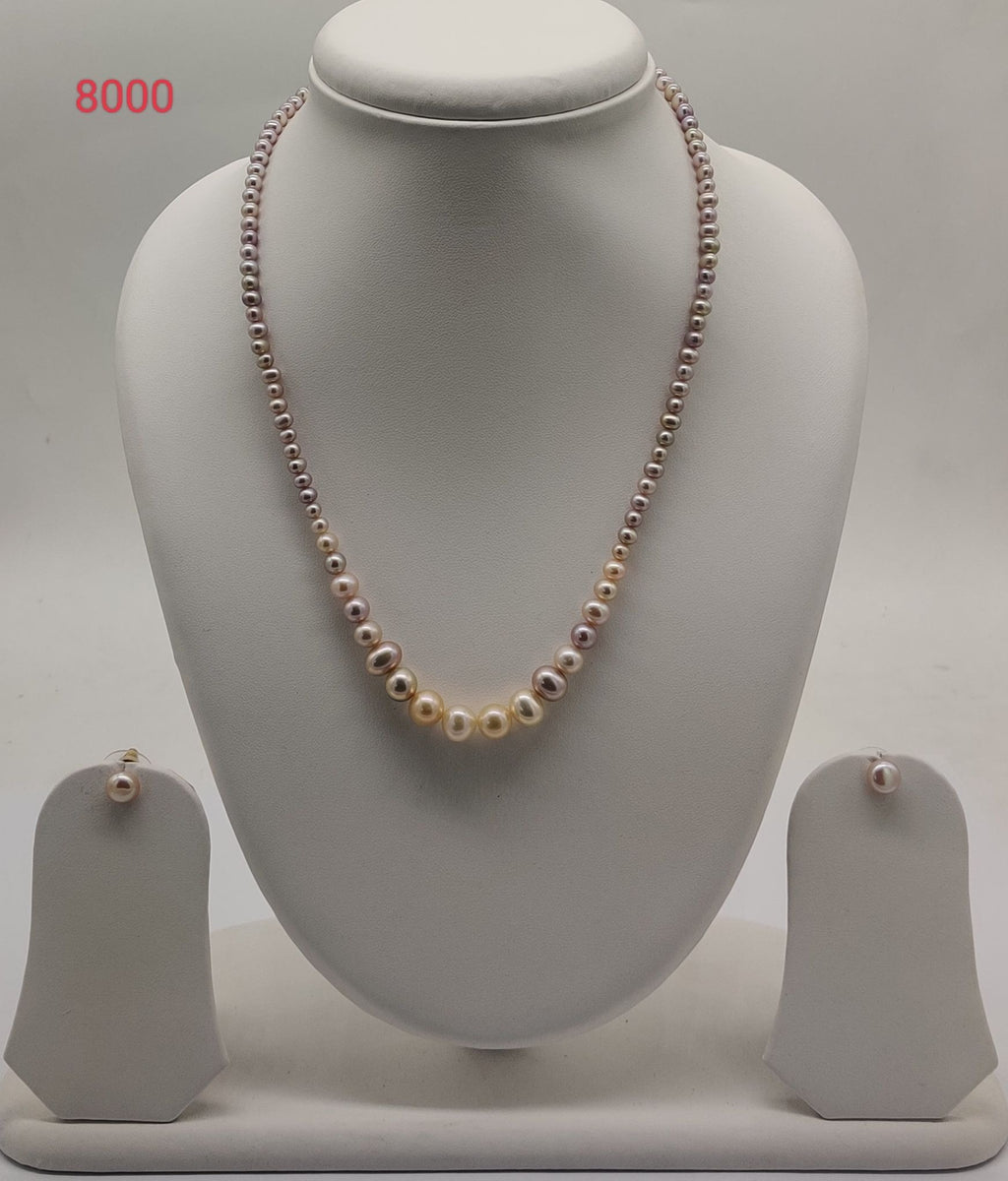 Graduated Multitone Freshwater Pearl Necklace Set