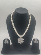 Snowflake Sparkle freshwater pearls pendant set with white stone accents for women